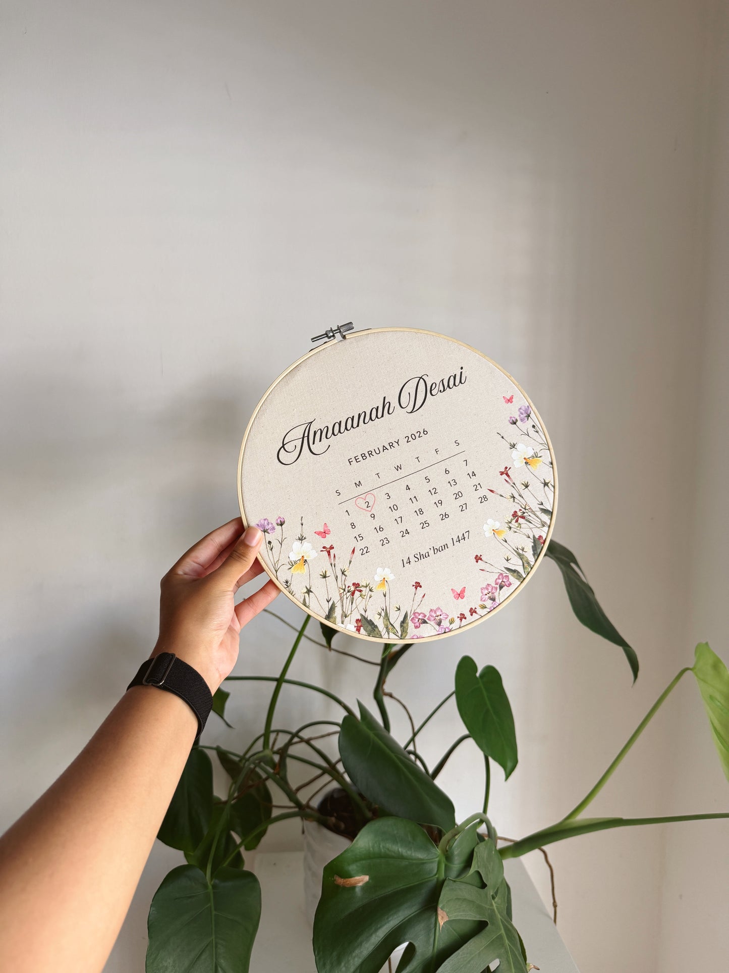 Birth Details on Embroidery Hoop